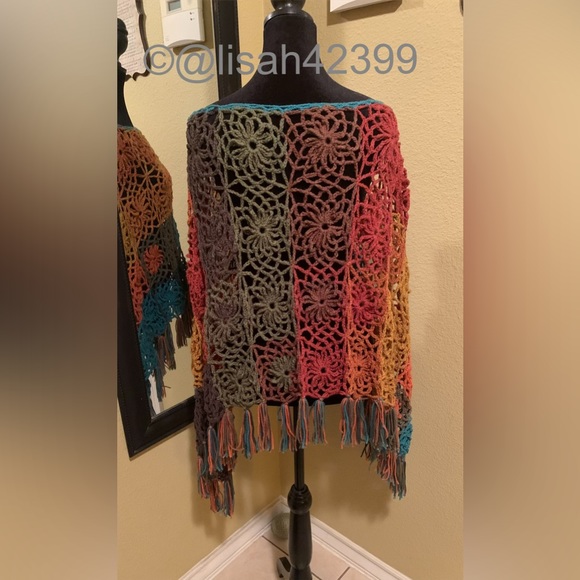 OSFM Handmade Crocheted Poncho - Picture 3 of 6